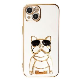 Gpack Apple iPhone 14 Plus Kamera Korumalı Köpek Desenli Standlı Silikon Kılıf