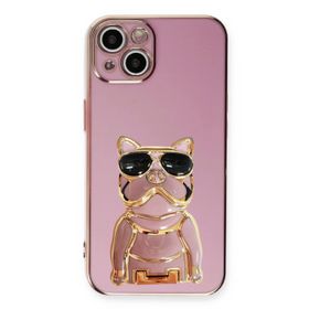 Gpack Apple iPhone 14 Plus Kamera Korumalı Köpek Desenli Standlı Silikon Kılıf