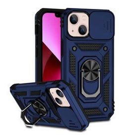 Gpack Apple İphone 14 Plus Sert Silikon Tank Aramid Sürgülü Vega Yüzüklü Kılıf