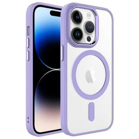 Gpack Apple İphone 14 Pro Max Renkli Kenar Şeffaf Kamera Çevresi Metal Magsafe Tpu Silikon Kılıf