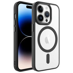 Gpack Apple İphone 14 Pro Max Renkli Kenar Şeffaf Kamera Çevresi Metal Magsafe Tpu Silikon Kılıf