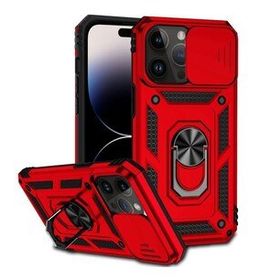 Gpack Apple İphone 14 Pro Max Sert Silikon Tank Aramid Sürgülü Vega Yüzüklü Kılıf
