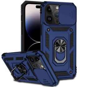 Gpack Apple İphone 14 Pro Max Sert Silikon Tank Aramid Sürgülü Vega Yüzüklü Kılıf