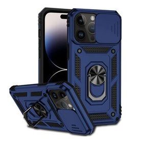 Gpack Apple İphone 14 Pro Max Sert Silikon Tank Aramid Sürgülü Vega Yüzüklü Kılıf
