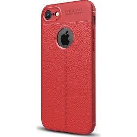 Gpack Apple iPhone 6s Plus Niss Silikon Deri Görünümlü Arka Koruma Nano Glass Kırmızı Kılıf