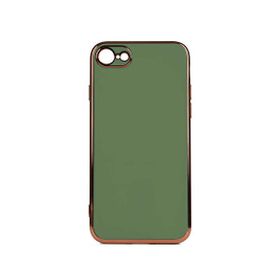 Gpack Apple iPhone 7 Bark Parlak Silikon Renkli Kenarları Rose Koyu Yeşil Kılıf