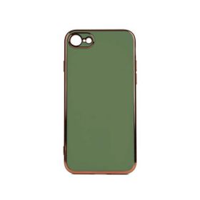 Gpack Apple iPhone 7 Bark Parlak Silikon Renkli Kenarları Rose Koyu Yeşil Kılıf