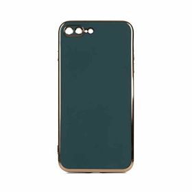 Gpack Apple iPhone 7 Plus Bark Parlak Silikon Renkli Kenarları Rose Koyu Yeşil Kılıf