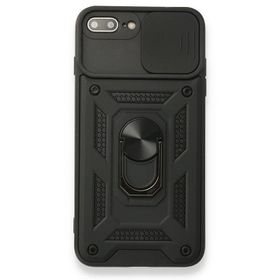 Gpack Apple iPhone 7 Plus Tank Aramid Sürgülü Vega Yüzüklü Nano Siyah Kılıf