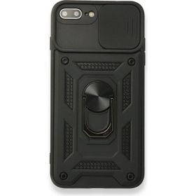 Gpack Apple iPhone 7 Plus Tank Aramid Sürgülü Vega Yüzüklü Siyah Kılıf