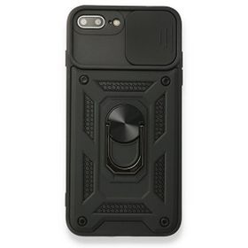 Gpack Apple iPhone 7 Plus Tank Aramid Sürgülü Vega Yüzüklü Siyah Kılıf