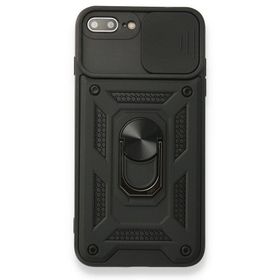 Gpack Apple iPhone 7 Plus Tank Aramid Sürgülü Vega Yüzüklü Siyah Kılıf