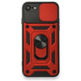 Gpack Apple iPhone 7 Tank Aramid Sürgülü Vega Yüzüklü Kırmızı Kılıf