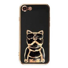 Gpack Apple iphone 8 Kamera Korumalı Köpek Desenli Standlı Silikon Kılıf