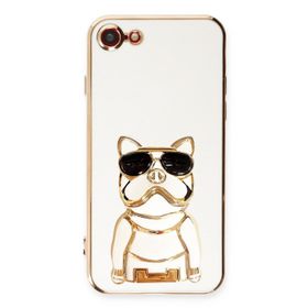 Gpack Apple iphone 8 Kamera Korumalı Köpek Desenli Standlı Silikon Kılıf