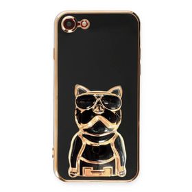 Gpack Apple iphone 8 Kamera Korumalı Köpek Desenli Standlı Silikon Kılıf