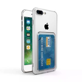 Gpack Apple iPhone 8 Plus 1 Adet Kartlıklı Şeffaf Silikon Kamera Korumalı Kılıf