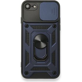 Gpack Apple iPhone 8 Tank Aramid Sürgülü Vega Yüzüklü Lacivert Kılıf