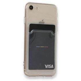 Gpack Apple iPhone SE 2022 Kartlıklı Şeffaf Silikon Lux Korumalı Kılıf