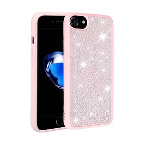 Gpack Apple iPhone SE 2022 Renkli Parlak Taşlı Ston Kapak Silikon Kılıf