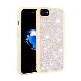 Gpack Apple iPhone SE 2022 Renkli Parlak Taşlı Ston Kapak Silikon Kılıf