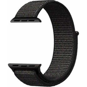 Gpack Apple Watch 1-2-3-4-5 44 mm Kumaş Cırtcırtlı Siyah Kordon