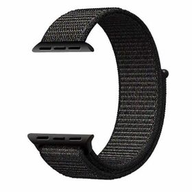 Gpack Apple Watch 1-2-3-4-5 44 mm Kumaş Cırtcırtlı Siyah Kordon