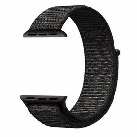 Gpack Apple Watch 1-2-3-4-5 44 mm Kumaş Cırtcırtlı Siyah Kordon