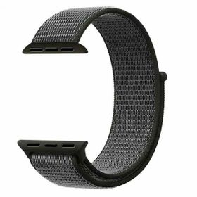 Gpack Apple Watch 1-2-3-4-5 44 mm Kumaş Cırtcırtlı Siyah Kordon