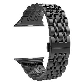 Gpack Apple Watch 3 4 5 44 mm Çift Renk Metal Kordon Çıtçıtlı KRD 14 Siyah Kordon