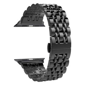Gpack Apple Watch 3 4 5 44 mm Çift Renk Metal Kordon Çıtçıtlı KRD 14 Siyah Kordon