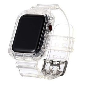 Gpack Apple Watch 4 5 44 mm Kalın Silikon Saatle Birleşik Renksiz Kordon