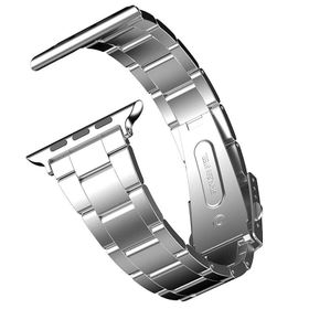 Gpack Apple Watch 42 mm Kılıf Metal Sıralı Gümüş Kordon