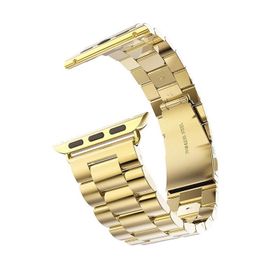 Gpack Apple Watch 44 mm Kılıf Metal Sıralı Gold Kordon