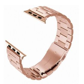 Gpack Apple Watch 44 mm Kılıf Metal Sıralı Gold Kordon