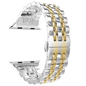 Gpack Apple Watch 6 44 mm Çift Renk Metal Çıtçıtlı KRD 14 Gold Kordon