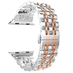 Gpack Apple Watch 6 44 mm Çift Renk Metal Çıtçıtlı KRD 14 Gold Kordon