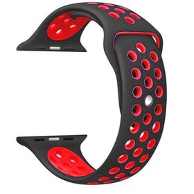 Gpack Apple Watch 7 41 mm Delikli Çift Renk Silikon Kırmızı Kordon