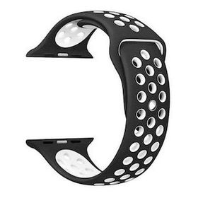 Gpack Apple Watch 7 45 mm Delikli Çift Renk Silikon Gri Koyu Kordon