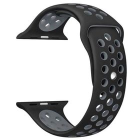 Gpack Apple Watch 7 45 mm Delikli Çift Renk Silikon Gri Koyu Kordon