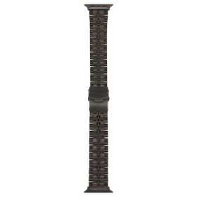 Gpack Apple Watch 7 45 mm KRD54 Siyah Mat Parlak Şerit Bakla Desenli Kordon