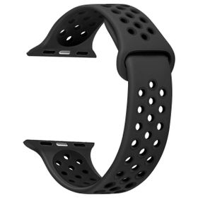 Gpack Apple Watch SE 2 2022 44 mm Delikli Çift Renk Silikon Siyah Kordon