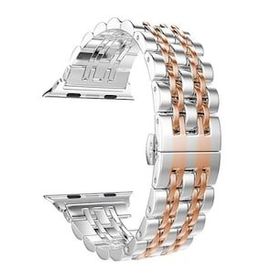 Gpack Apple Watch SE 40 mm Çift Renk Metal Kordon Çıtçıtlı KRD 14 Siyah Kordon