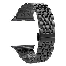 Gpack Apple Watch SE 40 mm Çift Renk Metal Kordon Çıtçıtlı KRD 14 Siyah Kordon