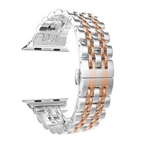 Gpack Apple Watch SE 44 mm Çift Renk Metal Çıtçıtlı KRD 14 Gümüş Kordon