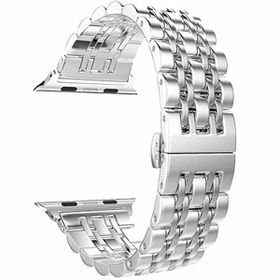 Gpack Apple Watch SE 44 mm Çift Renk Metal Çıtçıtlı KRD 14 Gümüş Kordon