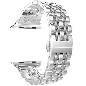 Gpack Apple Watch SE 44 mm Çift Renk Metal Çıtçıtlı KRD 14 Gümüş Kordon