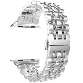 Gpack Apple Watch SE 44 mm Çift Renk Metal Çıtçıtlı KRD 14 Gümüş Kordon