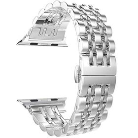 Gpack Apple Watch SE 44 mm Çift Renk Metal Çıtçıtlı KRD 14 Gümüş Kordon