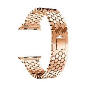Gpack Apple Watch SE 44 mm Metal Bal Peteği Desen Renkli KRD 30 Siyah Kordon